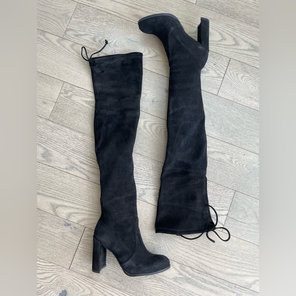 Stuart Weitzman Black Suede Over-the-Knee Boots 35